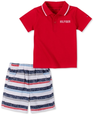 Tommy Hilfiger Baby Boys Polo and Striped Short Set