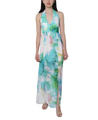 Bebe Juniors Printed Chiffon Halter Maxi Dress Reviews Dresses Juniors Macy S