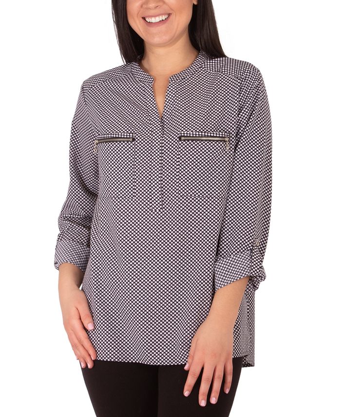 NY Collection Petite Utility Blouse - Macy's