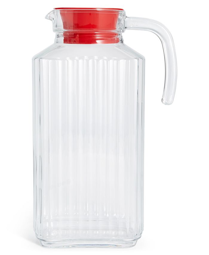 Martha Stewart Collection Glass Pitcher with Red Lid, Created for Macy