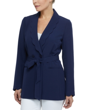 Laundry by Shelli Segal Women's Scallop Button Long Sleeve Blazer