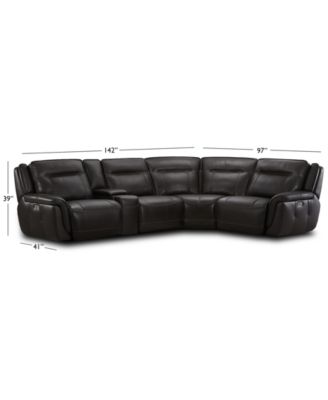 Lenardo 5-Pc. Leather Sectional with 2 Power Motion Recliners and Console, Created for Macy's