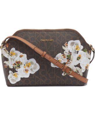 calvin klein janae orchid logo print crossbody