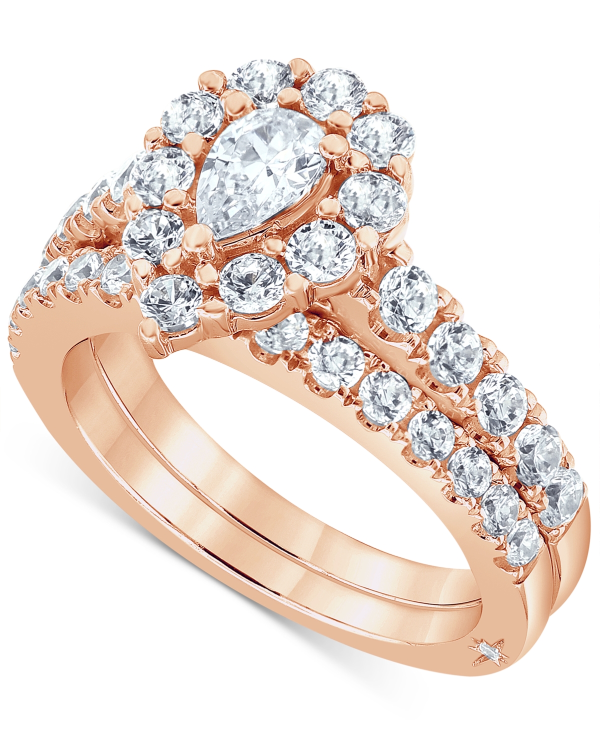 Marchesa Certified Diamond Pear Halo Bridal Set (2 ct. t.w.) in 18K White, Yellow or- Rose Gold