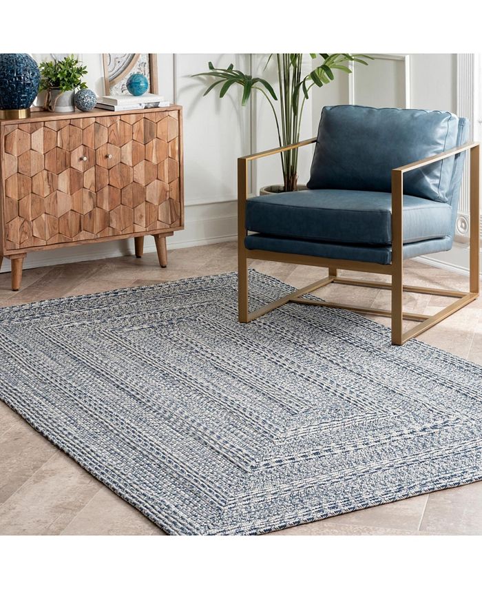 nuLoom Texture Braid Doutzen Indoor and Outdoor Blue 7'6" x 9'6" Area
