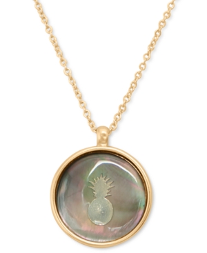 image of Lucky Brand Gold-Tone Pineapple Pendant Necklace, 16
