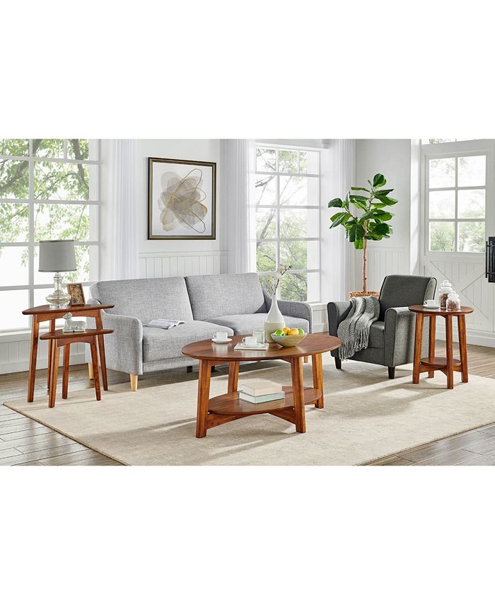 Alaterre Furniture Monterey Oval MidCentury Modern Wood Coffee Table