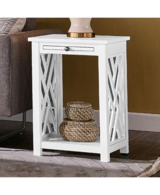 Coventry Wood End Table with Tray Shelf and Bottom Shelf