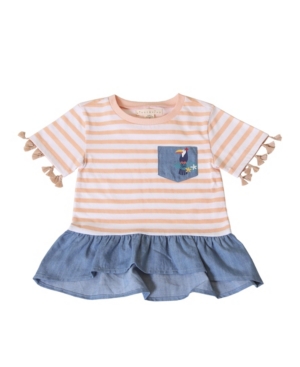 Kinderkind Toddler Girls Stripe Peplum Hem Tassel Top