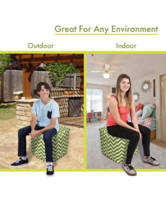 Chevron Ottoman Pouf Cube with Removable Cover 17" x 17"