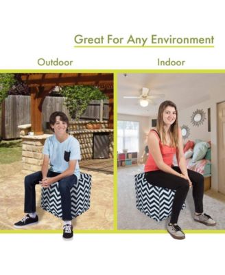 Chevron Ottoman Pouf Cube with Removable Cover 17" x 17"