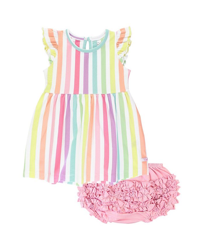 RuffleButts Toddler Girls Rainbow Stripe Flutter Dress Set - Macy's