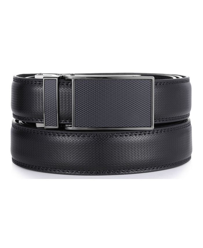 Carbon Chestnut Leather Ratchet Belt & Buckle Set Gun Metal — Belt Set Ratchet Belt