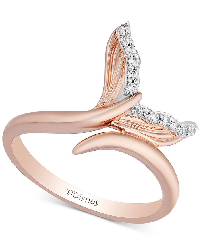 Enchanted Disney Fine Jewelry - Diamond Ariel Mermaid Tail Ring (1/10 ct. t.w.) in 14k Rose Gold