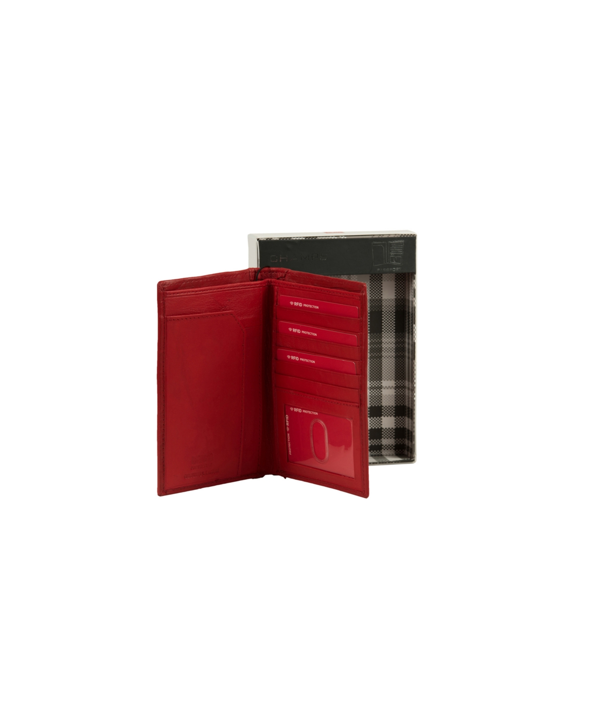 Champs Men's  Rfid Blocking Passport Holder In Gift Box In Red