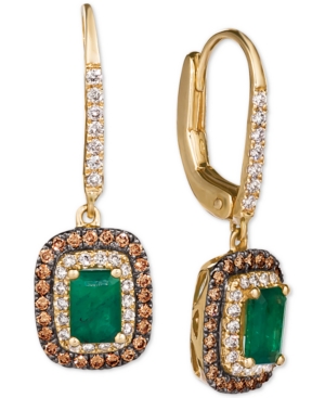 image of Le Vian Costa Smeralda Emerald (3/4 ct. t.w.) & Diamond (5/8 ct. t.w.) Drop Earrings in 14k Gold