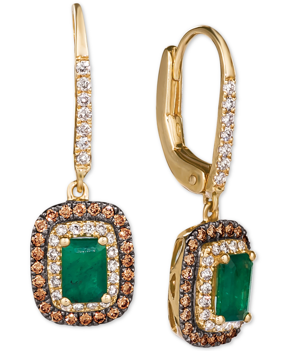 Costa Smeralda Emerald (3/4 ct. t.w.) & Diamond (5/8 ct. t.w.) Drop Earrings in 14k Gold - Emerald