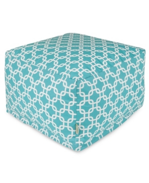 Majestic Home Goods Links Ottoman Square Pouf With Removable Cover 27" X 17" In Teal