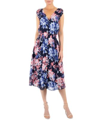 Donna Ricco - Floral-Print Midi Shirtdress