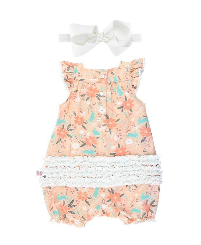 RuffleButts Baby Girl Happily Ever After Flutter Romper and Bow ...