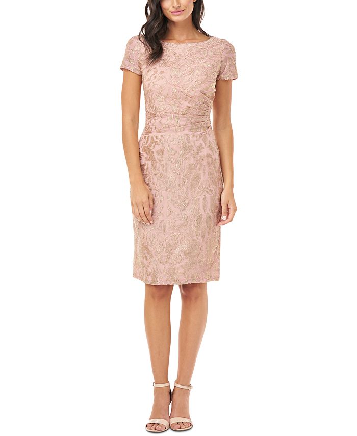 JS Collections Metallic Jacquard Side-Ruched Dress - Macy's