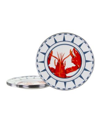 Lobster Enamelware Dinner Plates, Set of 4