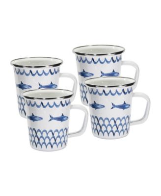 Fish Camp Enamelware Latte Mugs, Set of 4