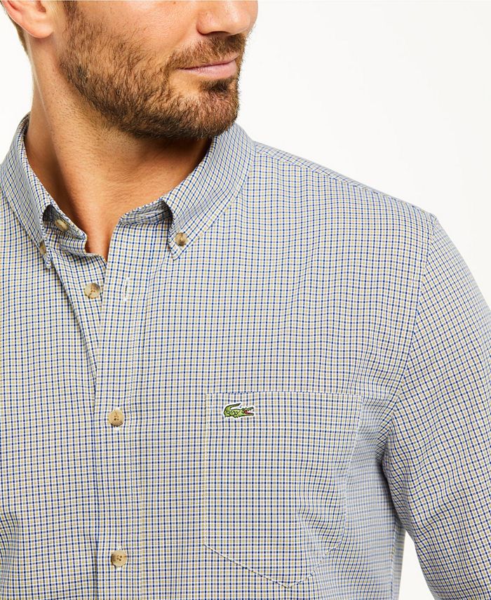 Lacoste Men's Regular Fit Gingham Check Poplin Shirt Red Size 38/S