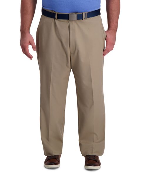 Мужские брюки Haggar Big & Tall Cool Right Performance Flex Classic Fit Flat Front Pant, цвет: Бежевый меланжевый