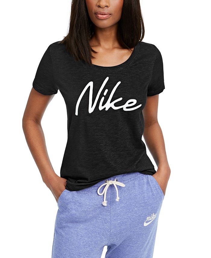 Nike Women's Dri-FIT Script-Logo Training T-Shirt & Reviews - Tops
