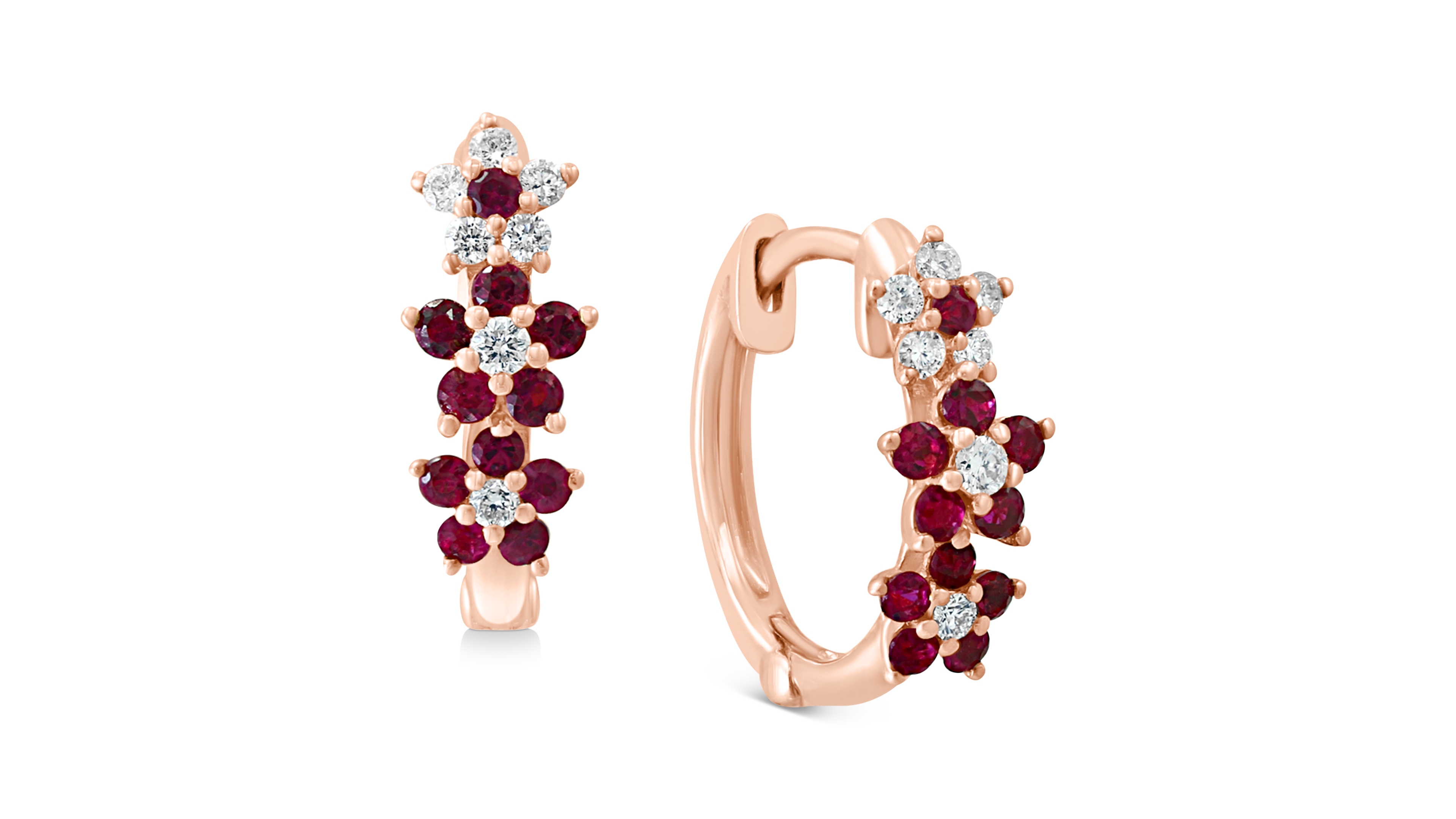 Lali Jewels Ruby (1/3 ct. t.w.) & Diamond (1/8 Extra-Small Hoop Earrings 14k Yellow Gold, 0.15" (Also Available White Gold)