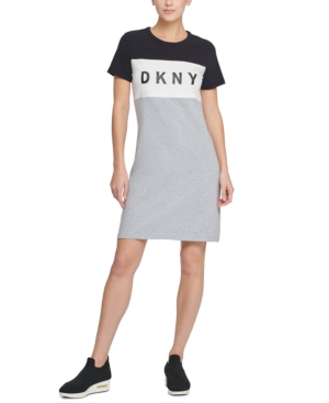 DKNY SPORT COLORBLOCKED LOGO T-SHIRT DRESS