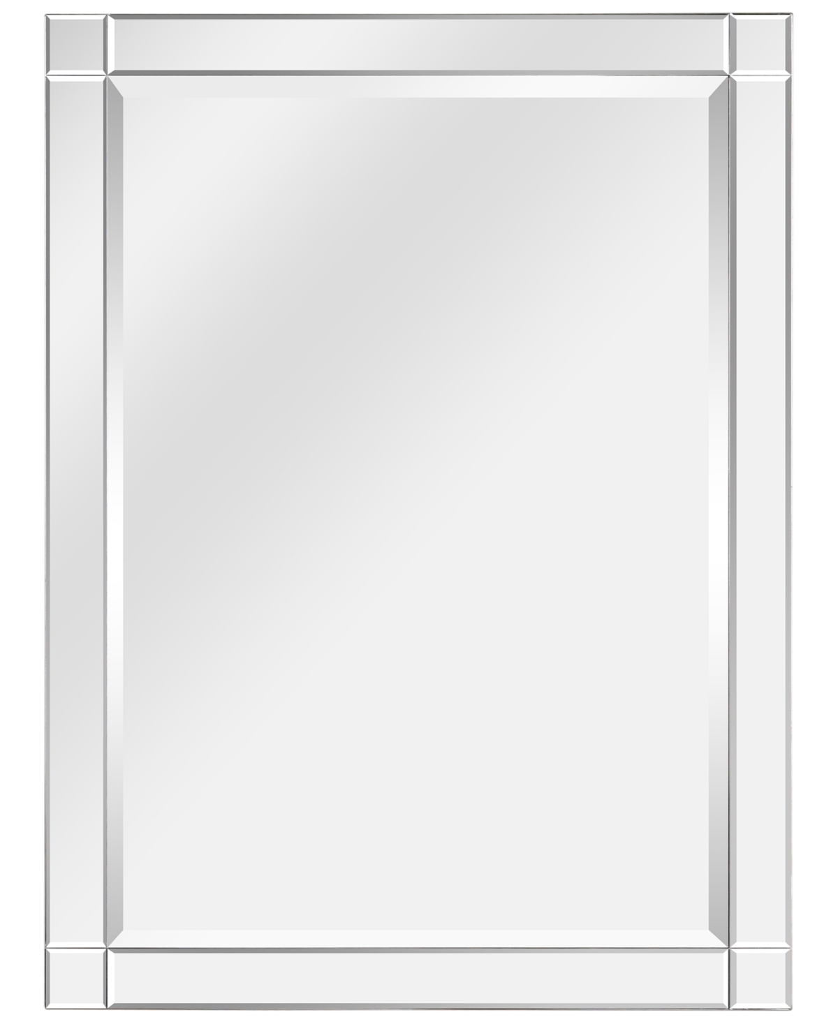 Moderno Squared Corner Beveled Rectangle Wall Mirror, 40" x 30" x 1.18" - Clear