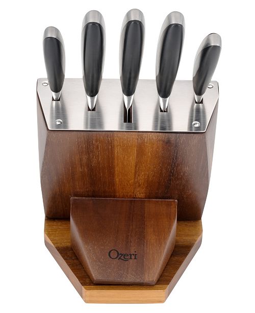 Ozeri 6Piece Japanese Stainless Steel Knife Block Set With Rotating