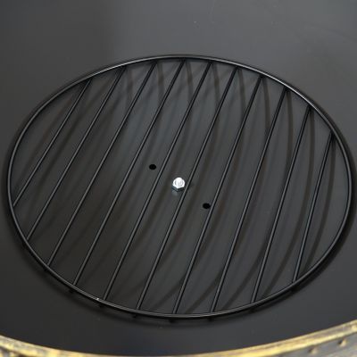 Outdoor Camping or Backyard Large Fire Pit Bowl with Spark Screen, Log Poker, and Metal Wood Grate - 30" - Bronze