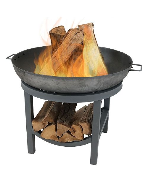 Sunnydaze Decor Cast Iron Fire Pit Bowl with BuiltIn Log