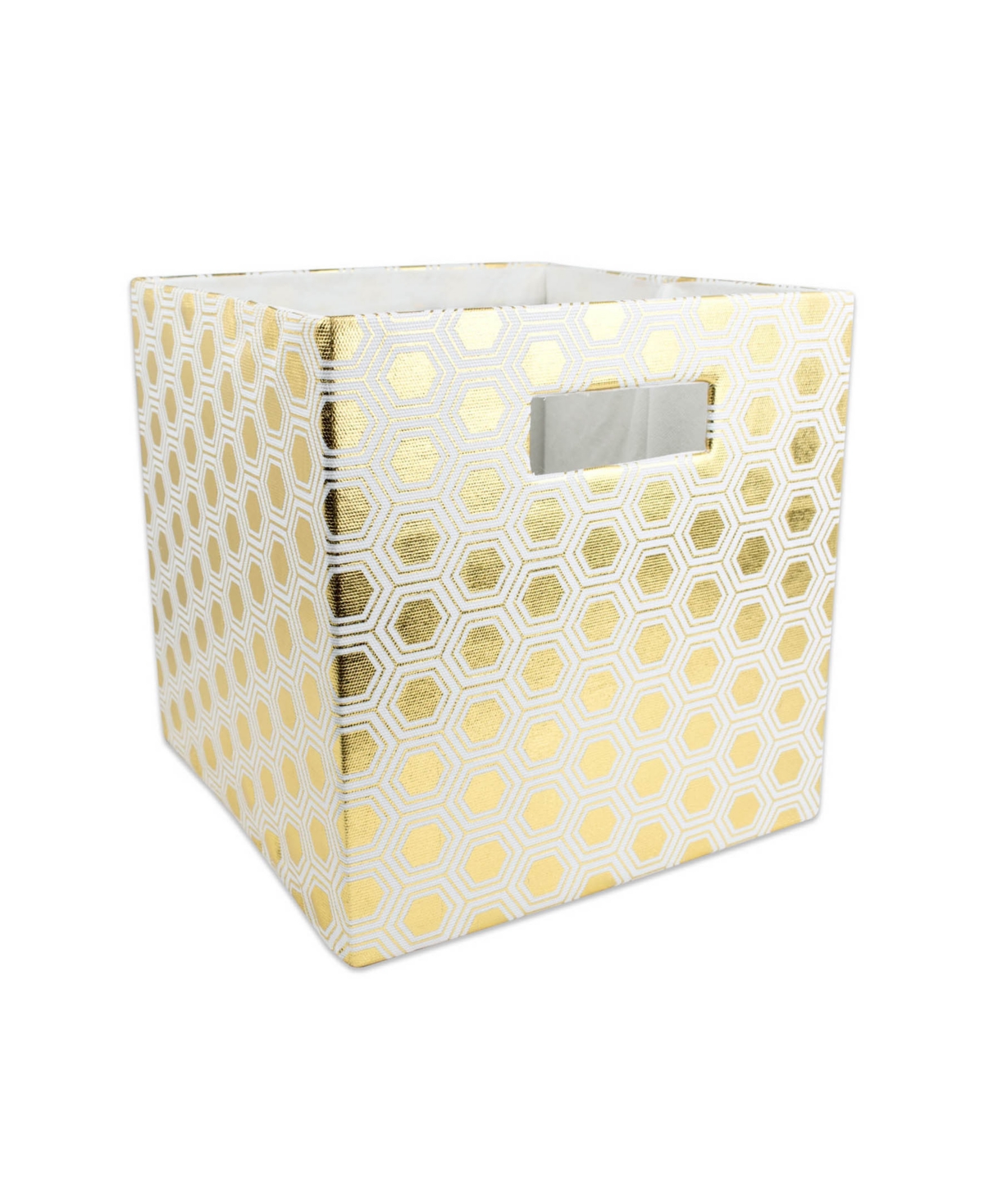 Design Imports Honeycomb Print Polyester Storage Bin In Gold Honeycomb
