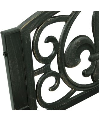 Traditional Fleur-de-Lis Design Cast Iron and Steel Outdoor Rocking Chair