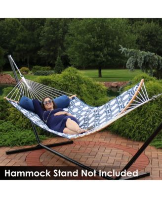 Heavy-Duty Quilted 2-Person Hammock with Curved Bamboo Spreader Bars - 450 lb Weight Capacity