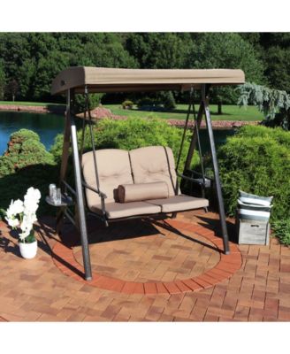 Sunnydaze Decor Outdoor Porch Swing 2-Person Patio Seater Loveseat with Adjustable Canopy