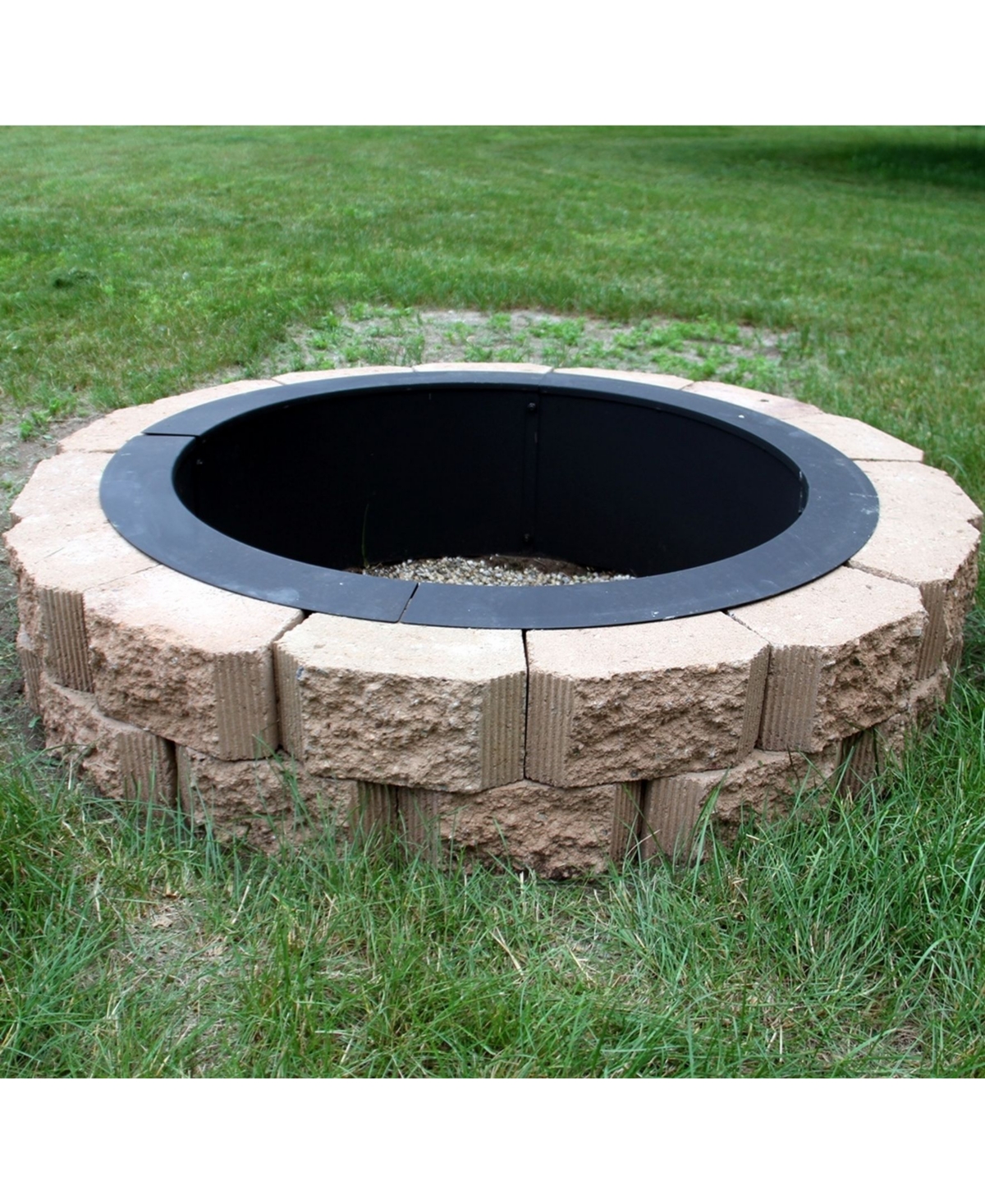 Outdoor Heavy-Duty Steel Portable Above Ground or In-Ground Round Fire Pit Liner Ring - 27" - Black