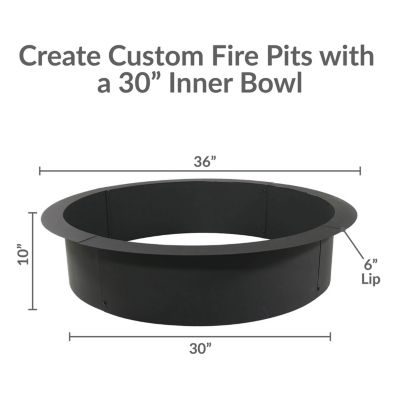 Outdoor Heavy-Duty Steel Portable Above Ground or In-Ground Round Fire Pit Liner Ring - Black