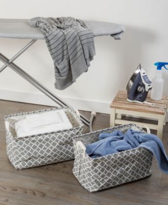 Polyethylene Coated Cotton Polyester Laundry Bin Lattice Rectangle Extra Large Set of 2