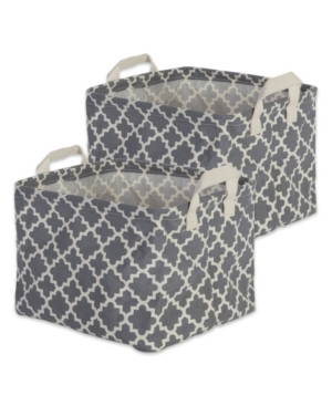 Design Imports Polyethylene Coated Cotton Polyester Laundry Bin Lattice Rectangle Extra Large Set of 2