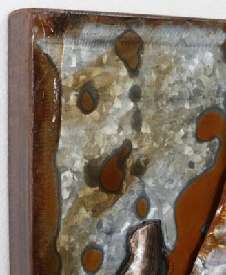 5 O'clock Mixed Media Iron Hand Painted Dimensional Wall Art, 24" x 48" x 2.2"