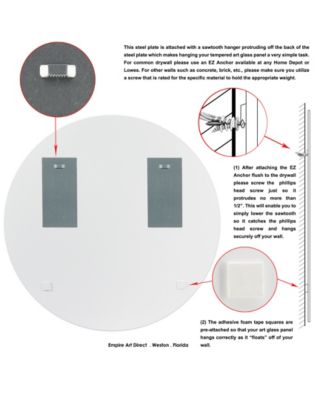 Forest Round Beveled Wall Mirror on Free Floating Reverse Printed Tempered Art Glass, 36" x 36" x 0.4"