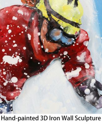 Skiing Mixed Media Iron Hand Painted Dimensional Wall Art, 48" x 32" x 2.6"
