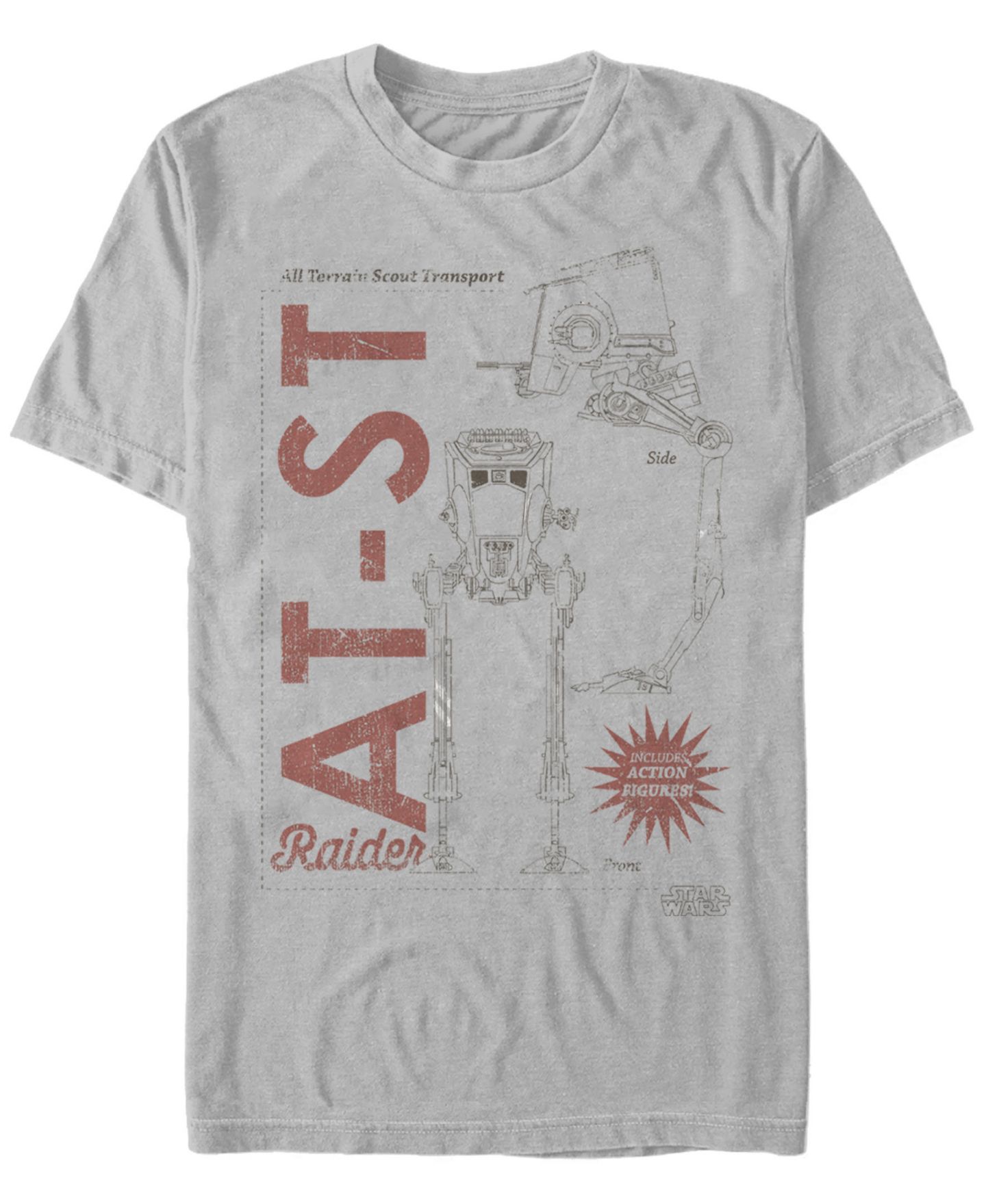Мужская футболка Fifth Sun Star Wars The Mandalorian At-St Action Figure Short Sleeve, цвет: Серебряный — фото 1
