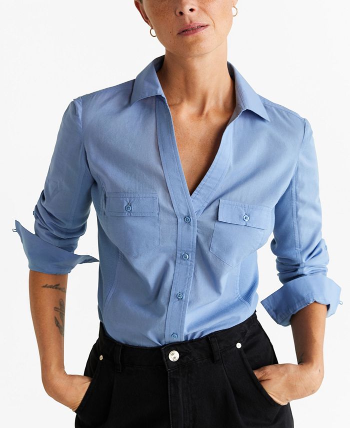 mango chest pocket cotton shirt