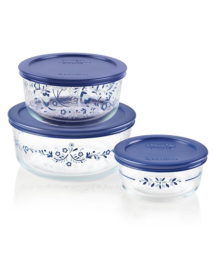 PYREX 6PC GLASS MIXING BOWL SET W/LIDS (2/CS)